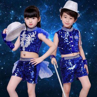 六一幼儿园演出服闪银亮片潮儿童节舞蹈服装个性男孩子表演服嘻哈在类目 童装/婴儿装/亲子装, 儿童演出服中 - 来自Buy2taobao.com提供专业的淘宝代购服务