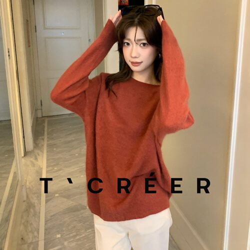 T`CREER｜【绵云浅念】秋季温柔风圆领软糯百搭毛衣女