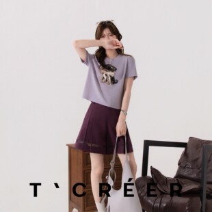 T`CREER｜风动百褶 气质百褶条纹装饰高腰显瘦短裤女