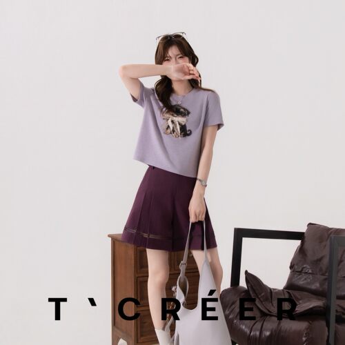 T`CREER｜风动百褶 气质百褶条纹装饰高腰显瘦短裤女