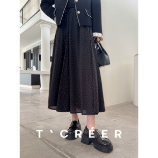 T`CREER｜ 碎光初白 早秋时尚高腰碎点垂坠文艺半身裙女