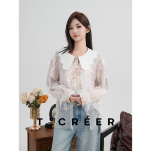 女2026新款 温柔碎花衬衫 波浪大翻领盘扣 漫漫风月 T`CREER｜