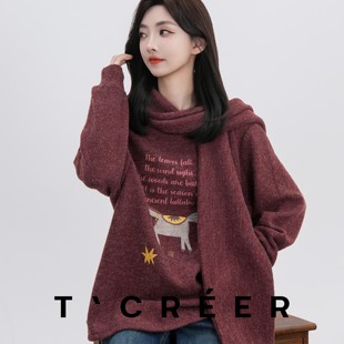 T`CREER｜ 韩系卡通小马印花宽松慵懒百搭毛衣女 鸿运驰骋