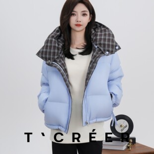 复古宽松时尚 冬季 格子防寒羽绒服外套女 踏雪寻松 T`CREER｜