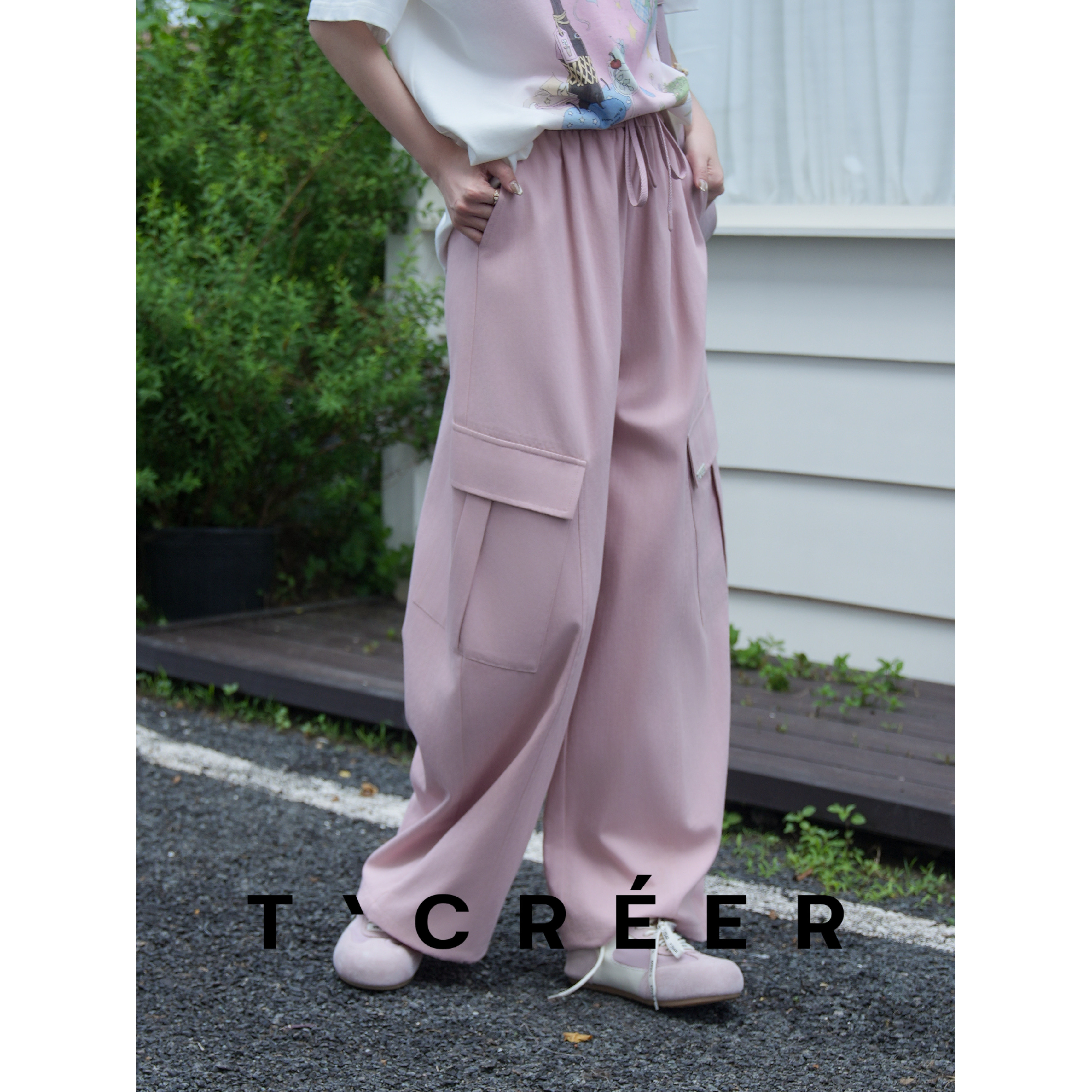 T`CREER｜【半糖云朵】抽绳工装裤女夏季透气弹力休闲通勤