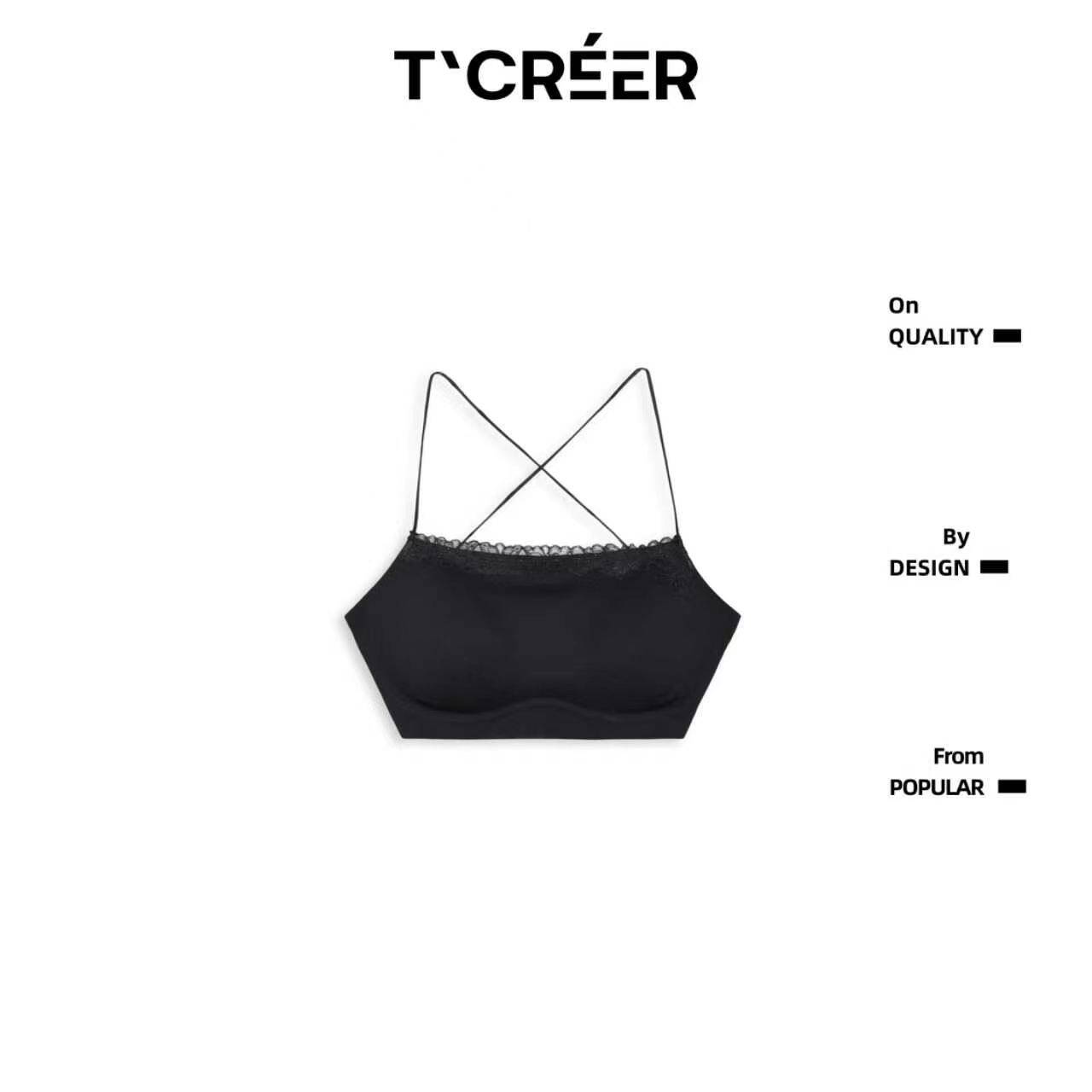 T`CREER｜【天使密语】无痕粉底液隐形细肩带交叉美背抹胸内衣女