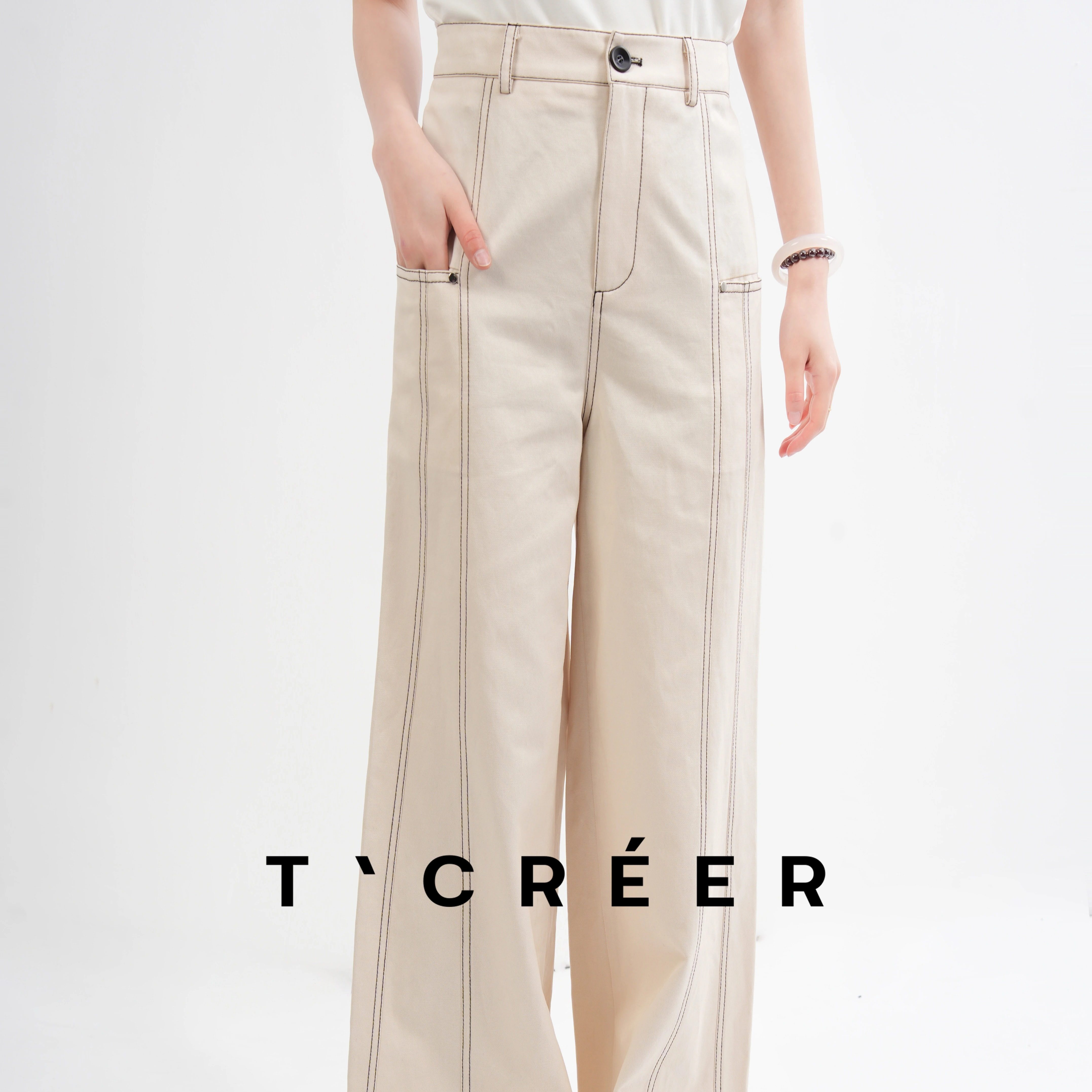 T`CREER｜【山茶花雅】美式潮流条纹明线拼接牛仔裤女早春上新,女装/女士精品,上衣,淘宝优惠券,粉丝福利购,淘宝优惠卷