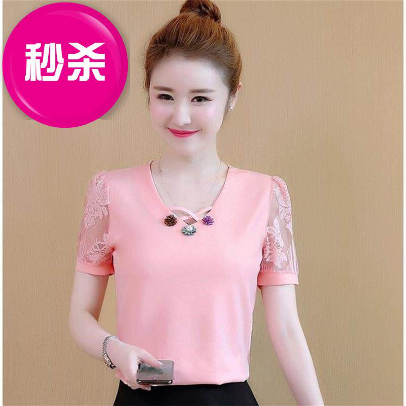 summer Korean Edition Women's wear Lace Base coat Short sleeved Fengfeng Chiffon clothes Blouse Joker 7in the Women's clothing/Boutique , T-shirt  category - from Buy2taobao.com to provide professional Taobao agent buy service