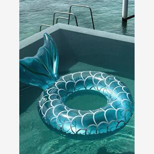 美人鱼游泳圈充气浮圈女马尔代夫出片神器ins风新款大号儿童成人