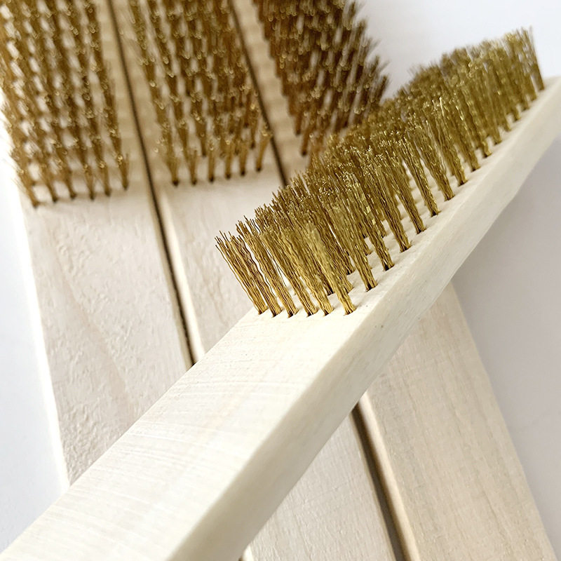 厂家优质木柄纯铜丝刷菩提核桃保养文玩刷子烧烤厨房清洁除锈小铁