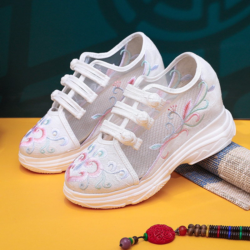 柒社春夏新款网纱帆布鞋绣花鞋古风汉服鞋子加厚小白鞋远运动单鞋|ruв категории Женская обувь, низкий чистка - от Buy2taobao.com для оказания профессиональной услуги покупки агента Taobao