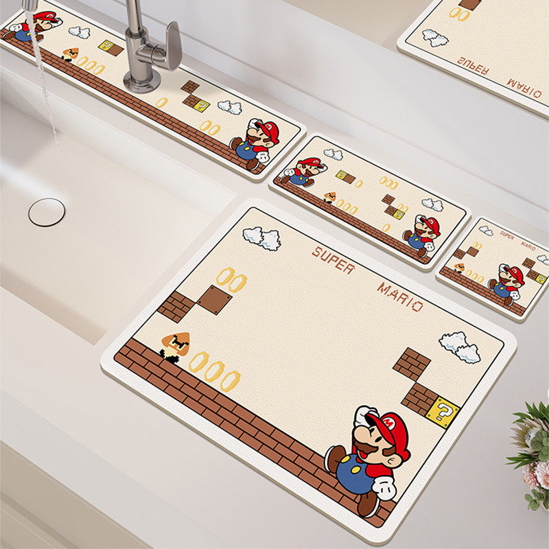 卡通厨房龙头吸水凉垫化妆室洗手台矽藻泥沥水垫窄边台面垫牙杯垫,居家布艺,餐垫,淘宝优惠券,粉丝福利购,淘宝优惠卷
