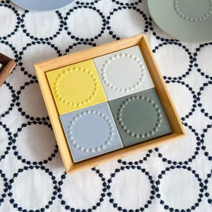 日本制 皆明川铃鼓瓷砖陶瓷片杯垫