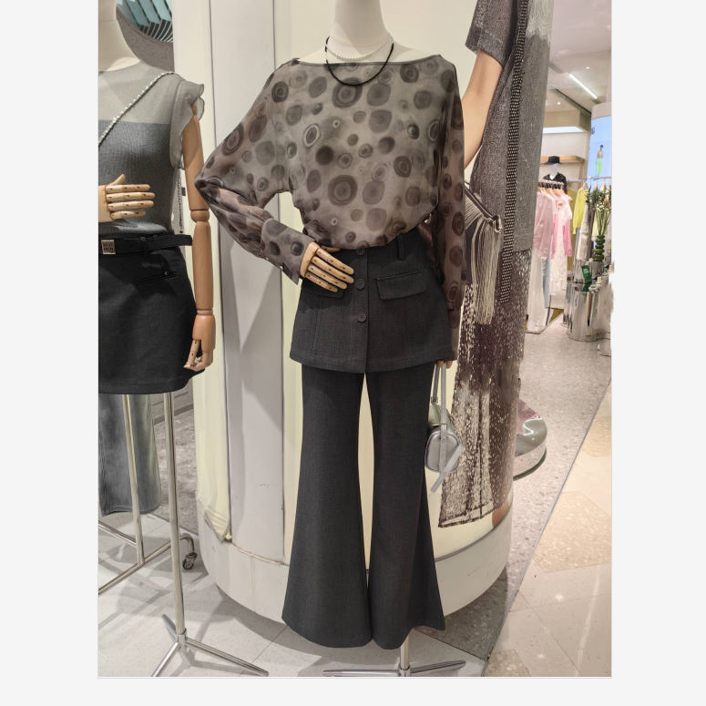 艾诺 玉 丝妍2025韩版冬季新款女高腰微喇叭裙裤显瘦长裤小众通勤