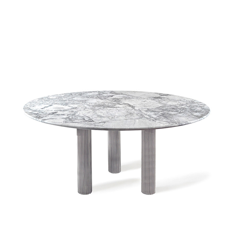 cc意式轻奢大理石餐桌别墅豪宅家用餐厅高端圆形水波纹圆桌设计师