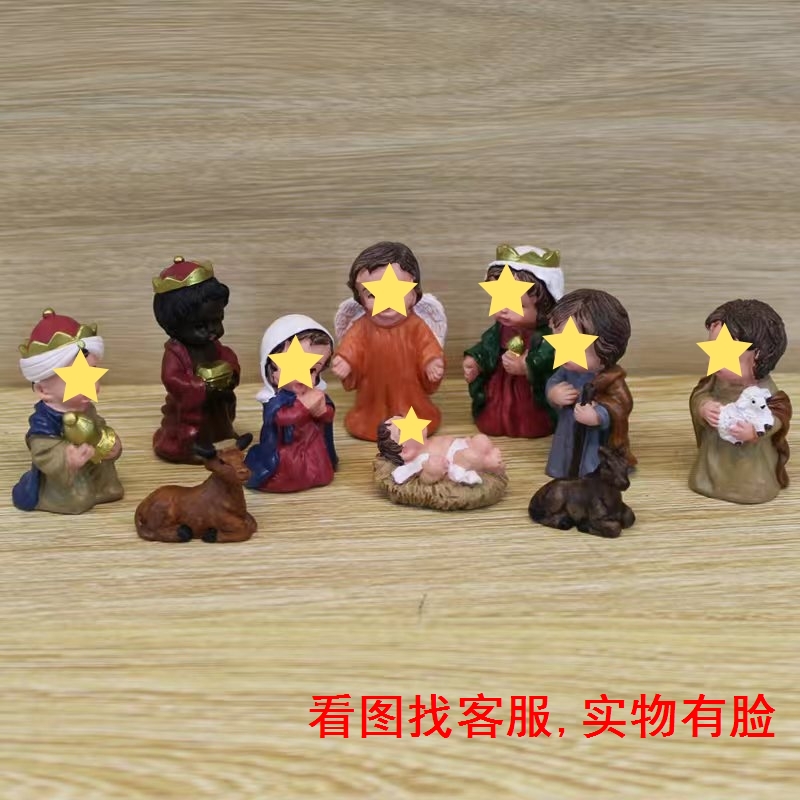 系列室内设置故事复古装饰nativity scene圣诞马槽摆件摆设降生