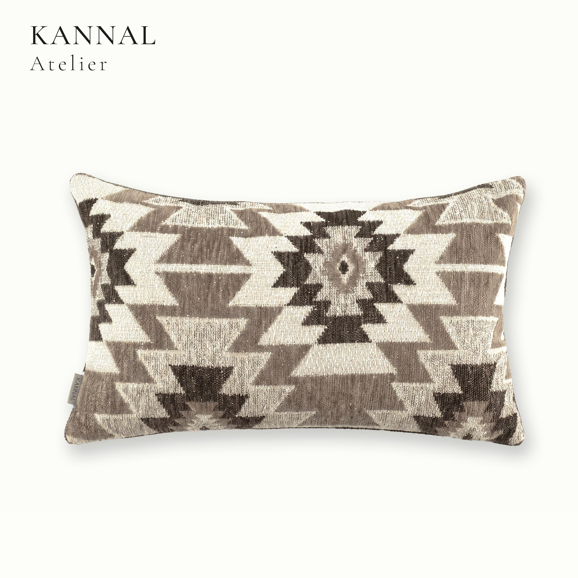 KANNAL｜Soft Forms｜自然风中性咖色砂岩米几何提花靠垫客厅腰枕