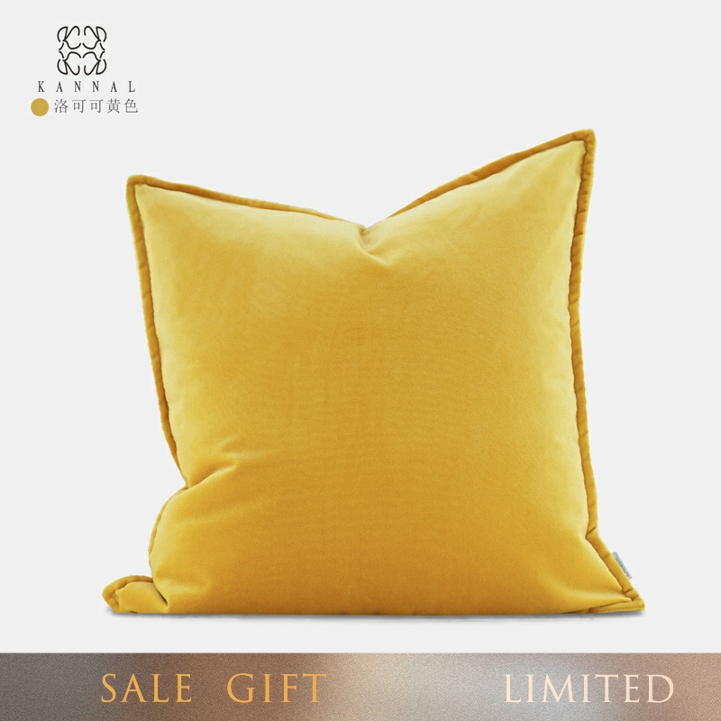 法式高级复古洛可可黄色绒布方枕
