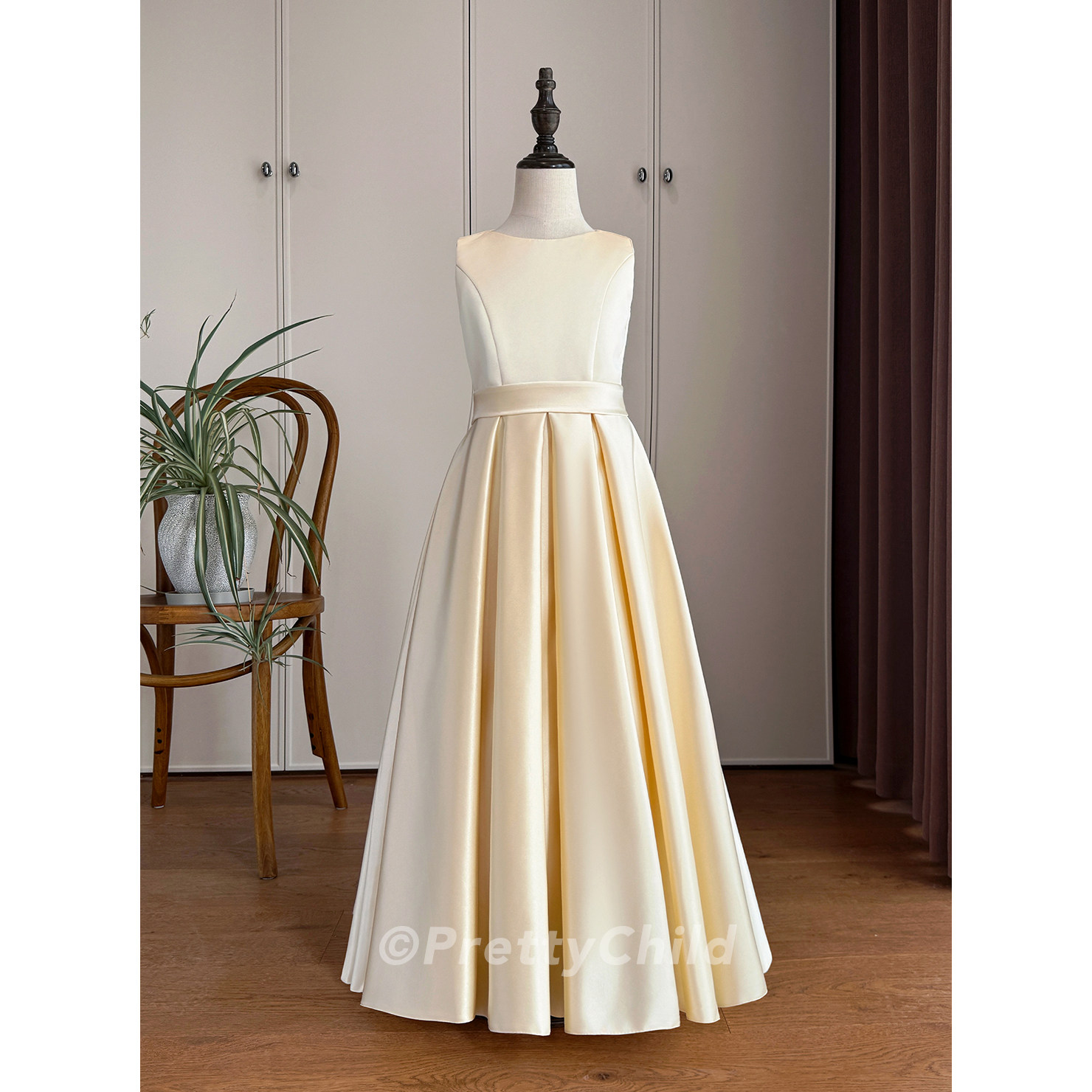 新款女童礼服儿童六一合唱大小提琴钢琴演出服香槟色缎面公主裙长,童装/婴儿装/亲子装,儿童礼服,淘宝优惠券,粉丝福利购,淘宝优惠卷