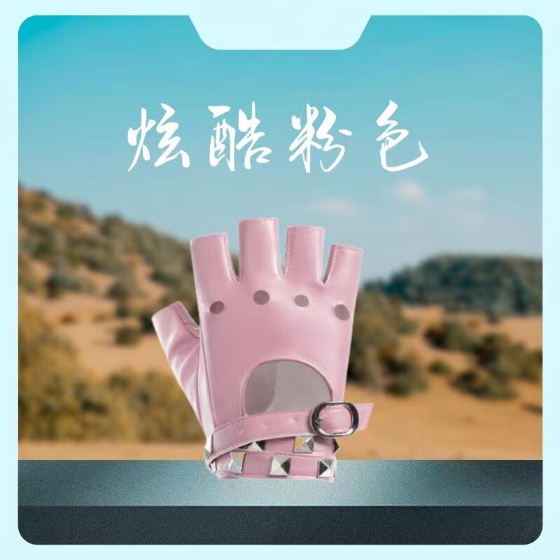 暗黑柳钉缠腕朋克皮革露指手套cos漫展表演二次元女军lo半指厂家