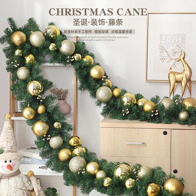圣诞藤条圣诞节装饰品加密PVC花环商场橱窗门框布景用品成品厂家
