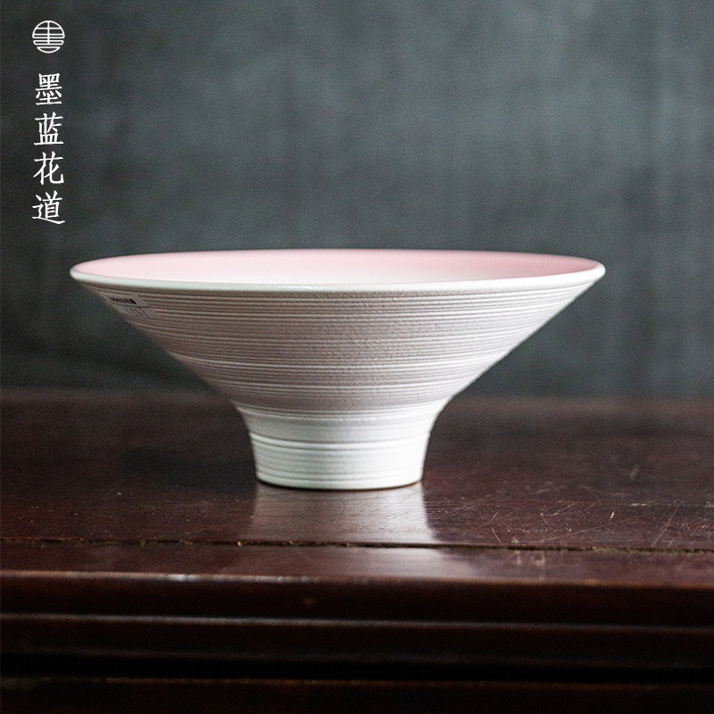 日本进口池坊风格陶瓷碗型插花花器日式花道生花立花器皿花盆花盘