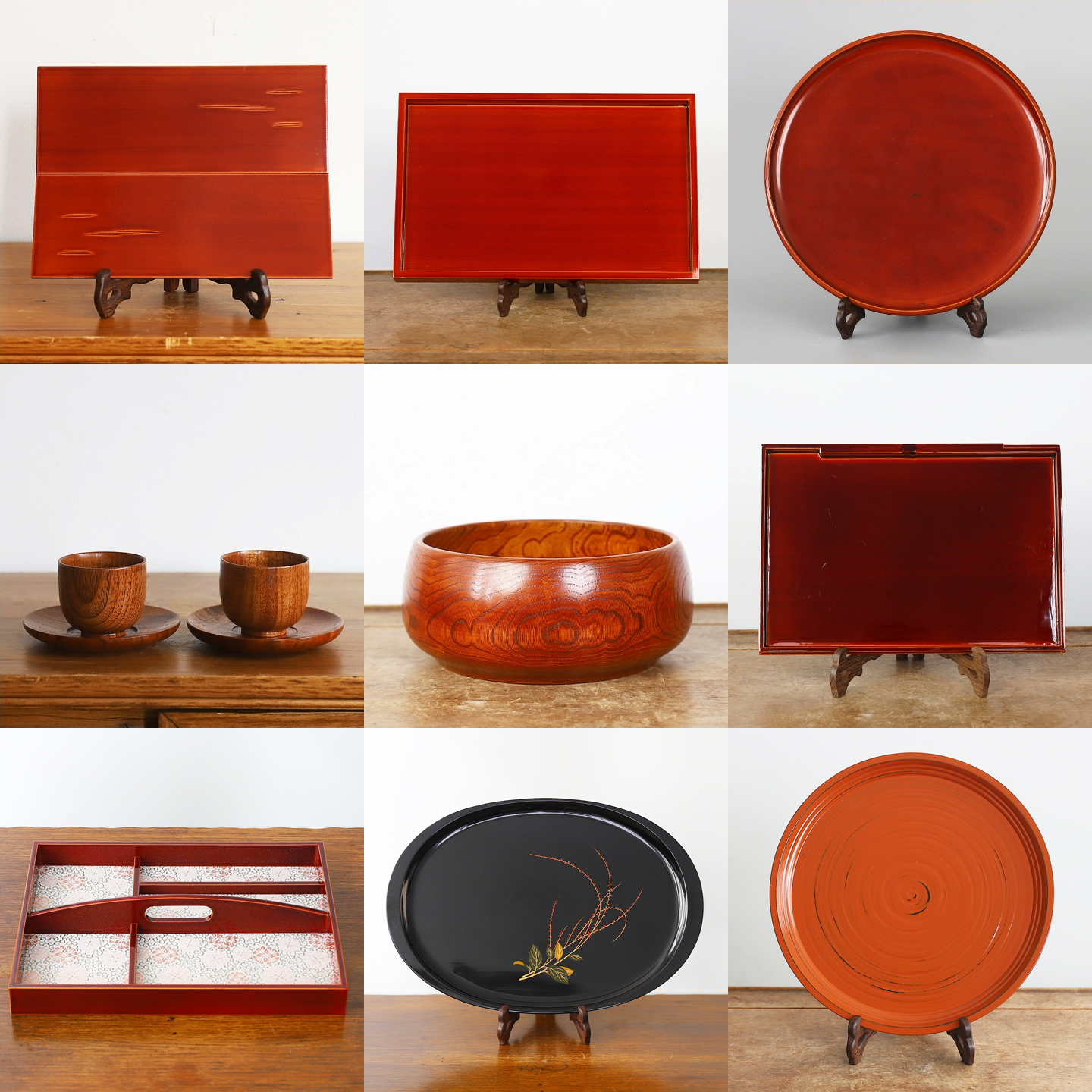 日本回流木质漆器花器摆件漆盒精美日式食盒木制漆盘收藏品老物件