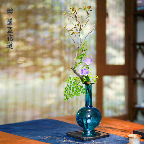 孔雀蓝小花瓶琉璃禅意中式器皿