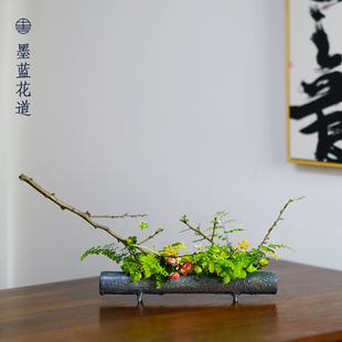日本进口信乐烧陶瓷管状设计插花花器客厅书房茶室花瓶摆件