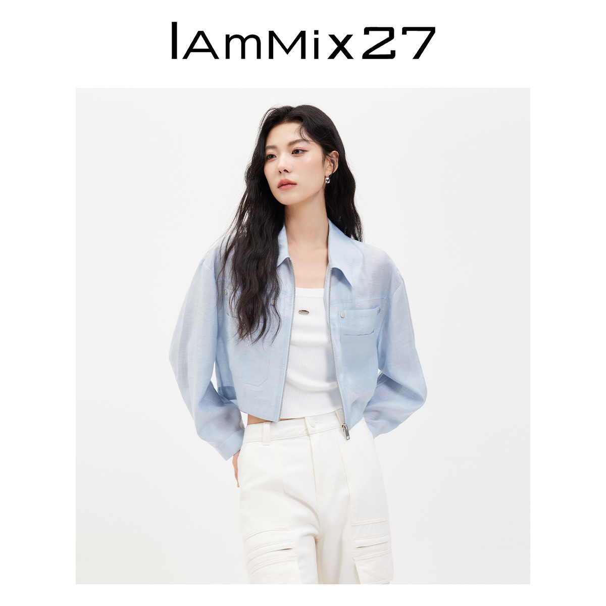IAmMIX272025夏短款薄外套女纯色休闲百搭莱赛尔防晒夹克衫女上衣