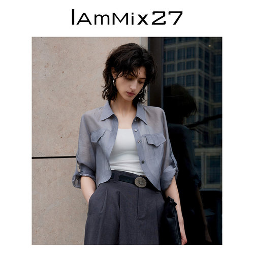 iammix27夏季短款莱赛尔外套女