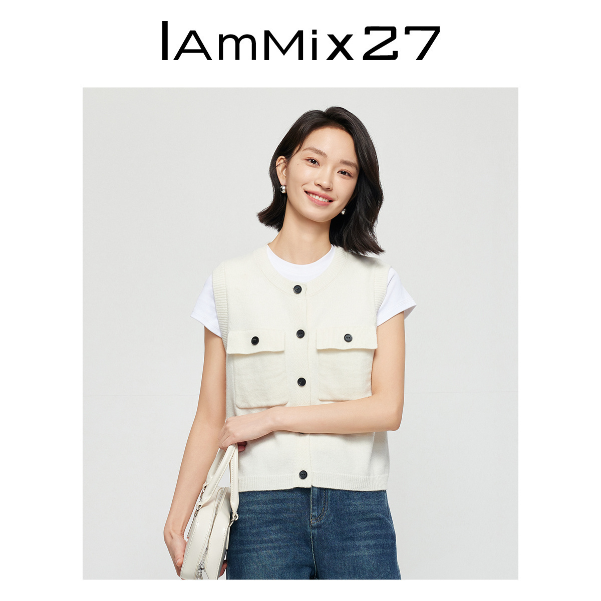 IAmMIX27羊毛混纺圆领圆领马甲