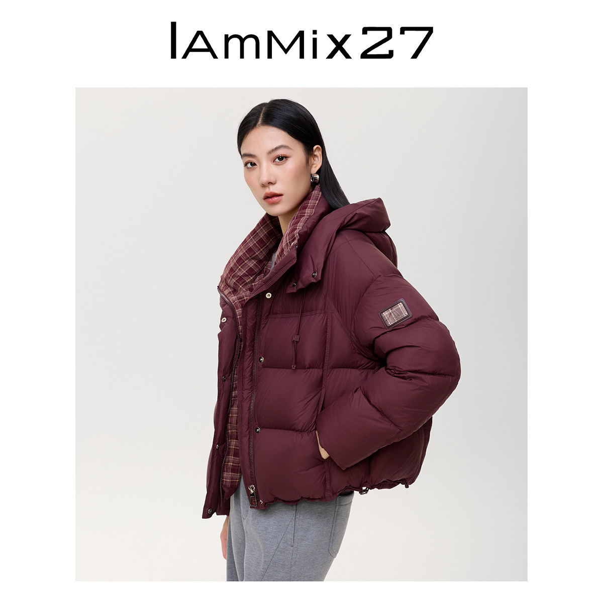 iammix27短款连帽羽绒服外套
