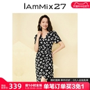 减龄泡泡袖 不对称开衩连衣裙女 个性 V领茶歇裙女夏季 IAmMIX27法式