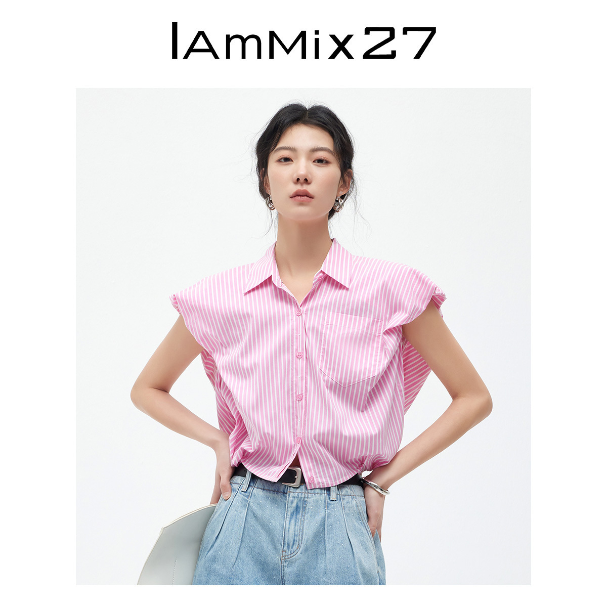 Iammix27简约翻领衬衫女