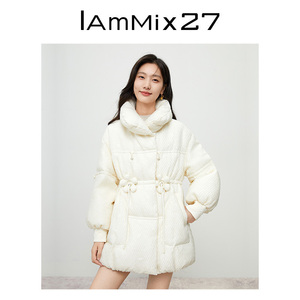 IAmMIX27冬季保暖羽绒服女宽松减龄百搭可翻可立领加厚白鸭绒外套
