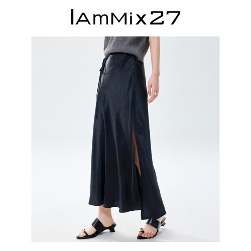 Iammix27黑色醋纤半身裙