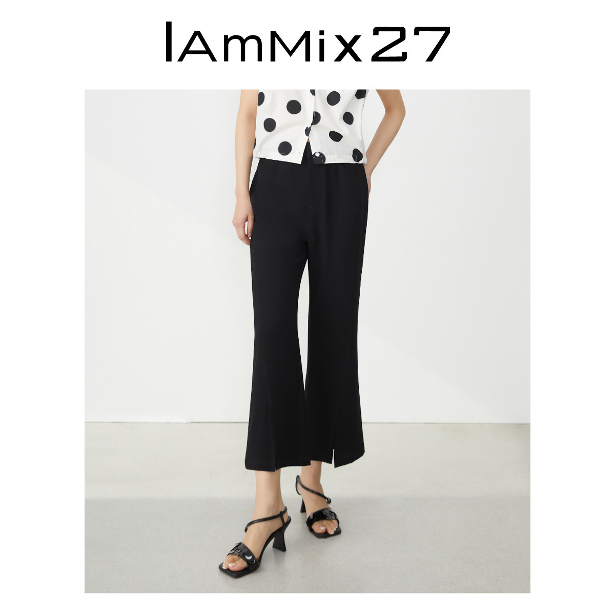 Iammix27黑色高腰休闲裤女