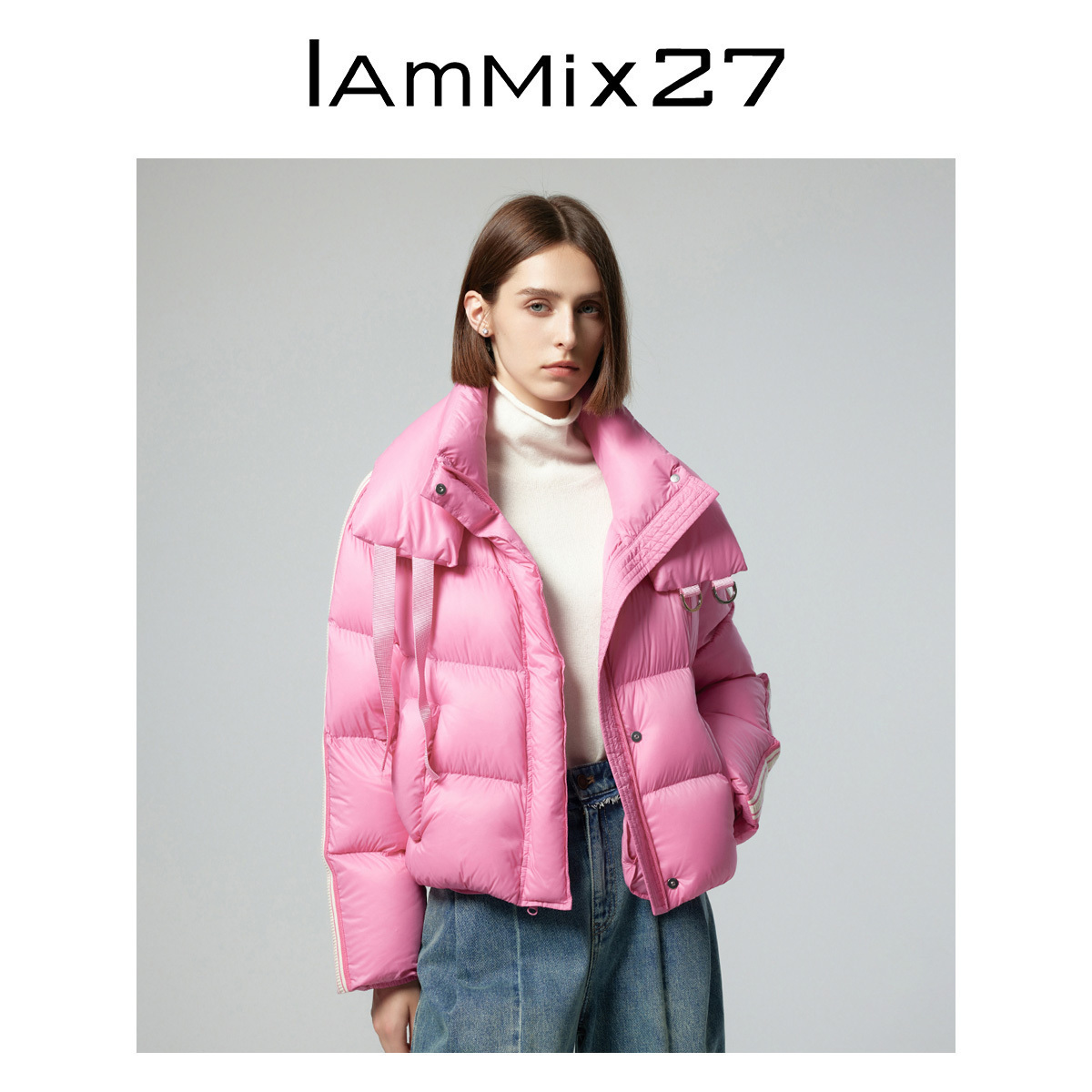 iammix27短款轻暖90白鸭绒外套