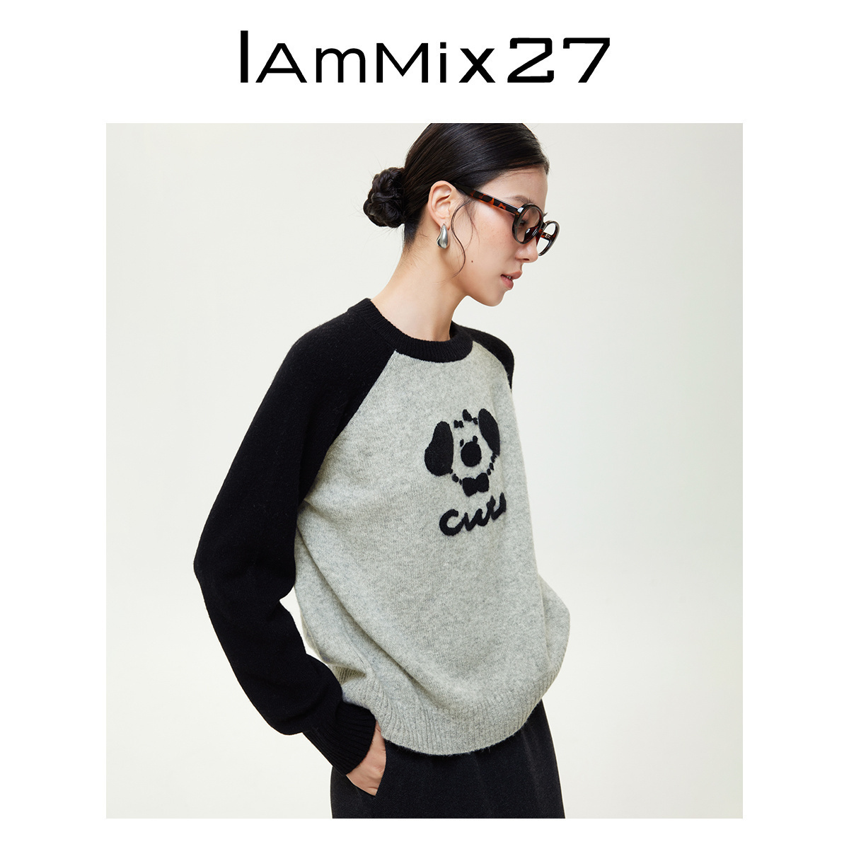 iammix27全绵羊毛圆领套头毛衫