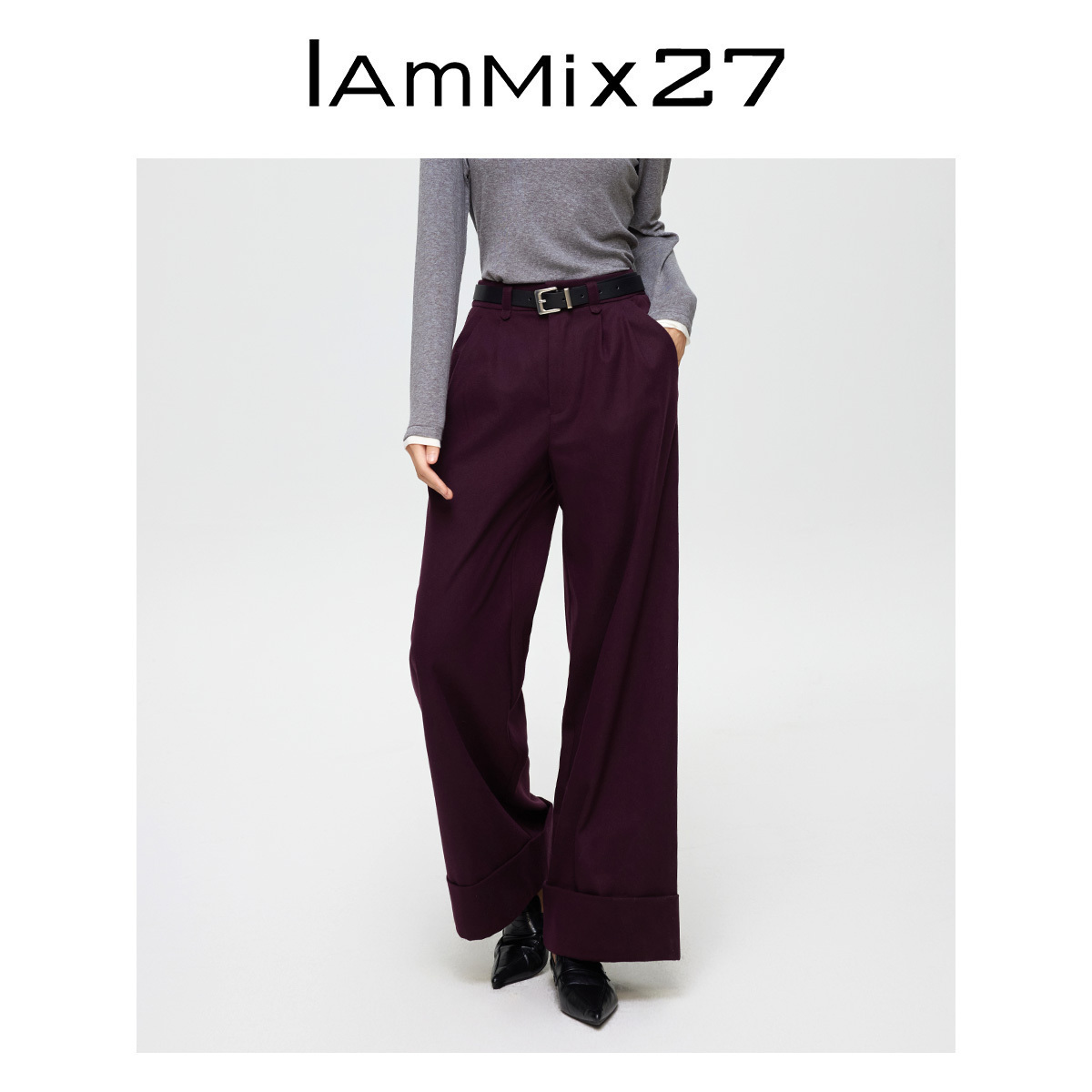 iammix27秋冬加厚半松紧腰休闲裤