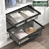 米司库衣柜拉篮抽屉式 衣帽间收纳储物篮伸缩裤 架家用推拉衣物黑色