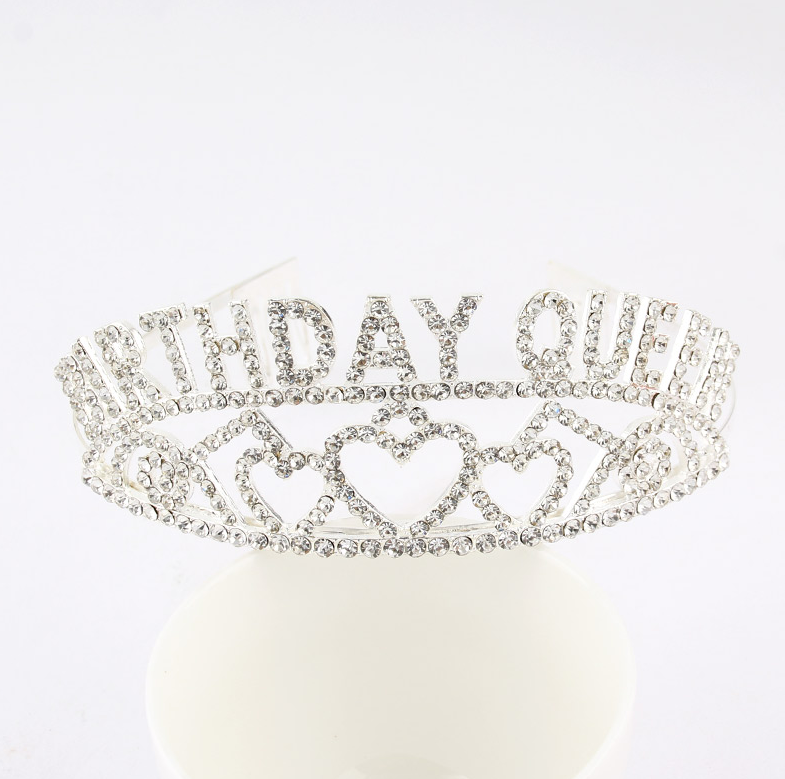 生日女王皇冠发饰欧美水晶字母王冠蛋糕帽派对公主装饰头箍头饰品