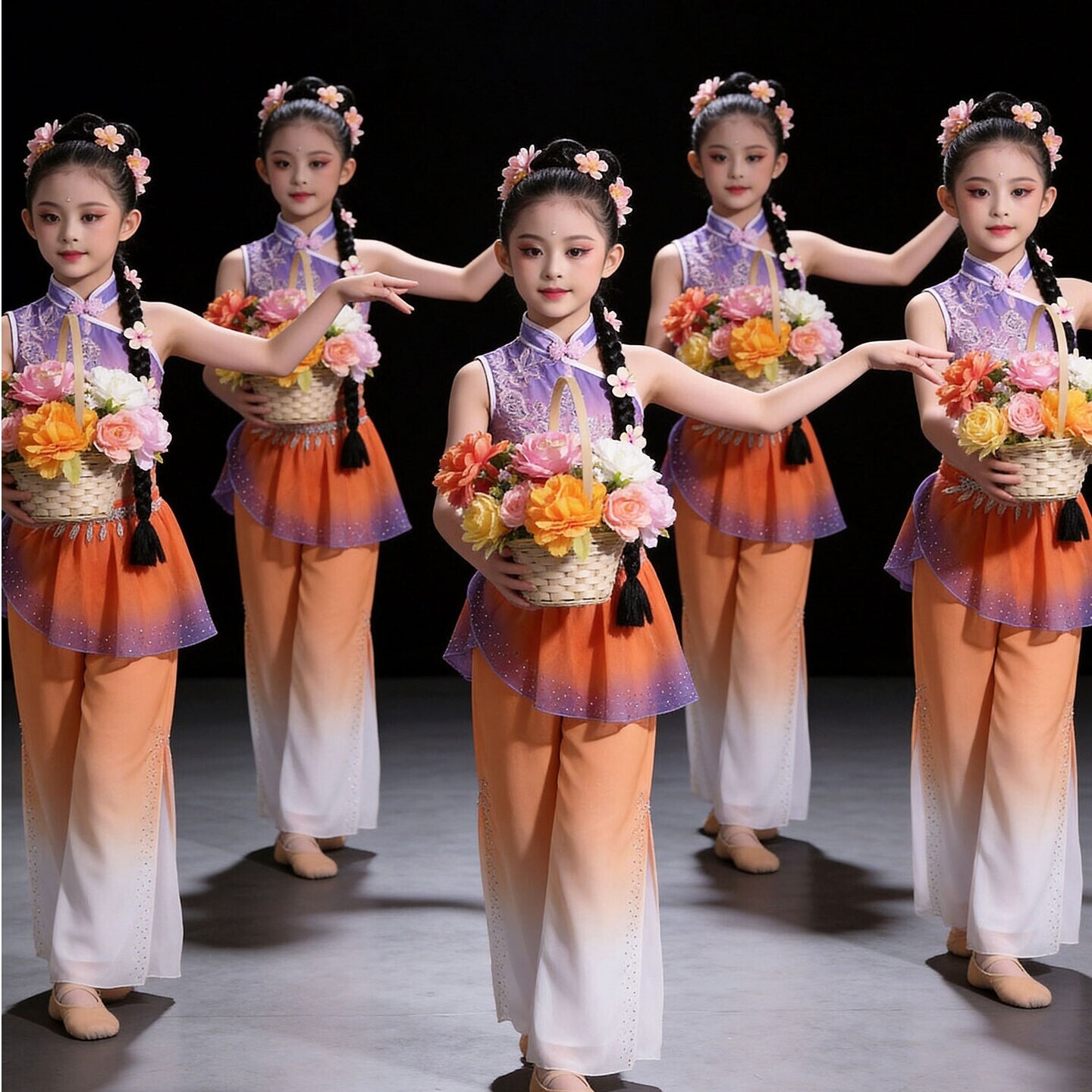 少儿簪花入梦舞蹈服装春风花信来演出服女童花篮道具中国风古典舞