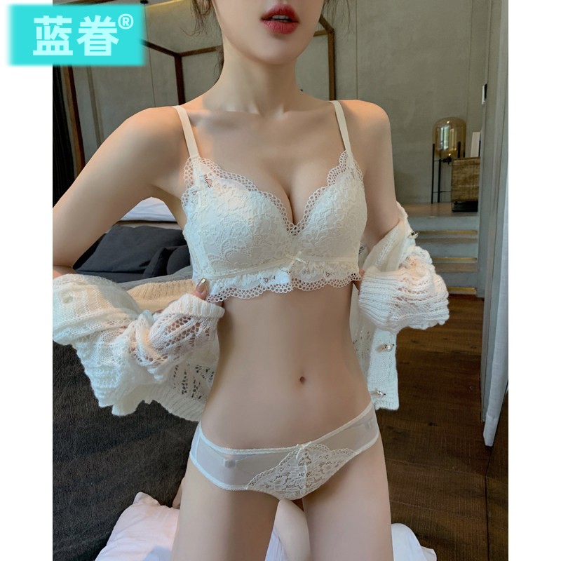 日系少女性感内衣女小胸聚拢平胸专用收副乳调整型薄款文胸罩套装