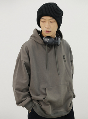 OUTORI 500克重磅宽松休闲连帽卫衣男秋刺绣oversize长袖潮牌帽衫