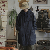 OUTORI 可拆卸宽松休闲大衣 新款 65Parka复古军事风衣外套男秋季