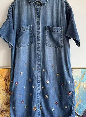 driftwood女款重工碎花刺绣天丝连衣裙夏季长衫重磅牛货