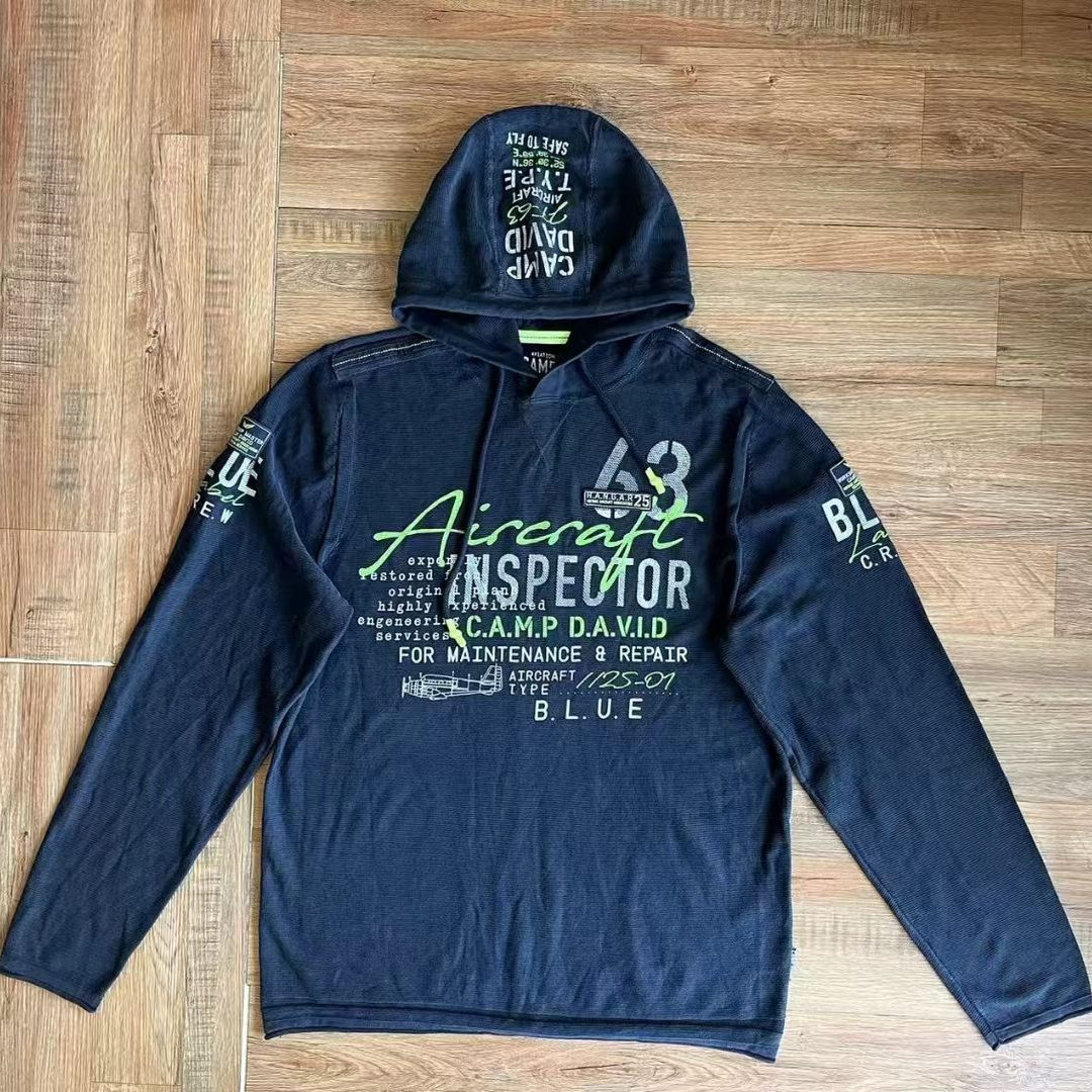 做旧水洗纯棉连帽针织衫