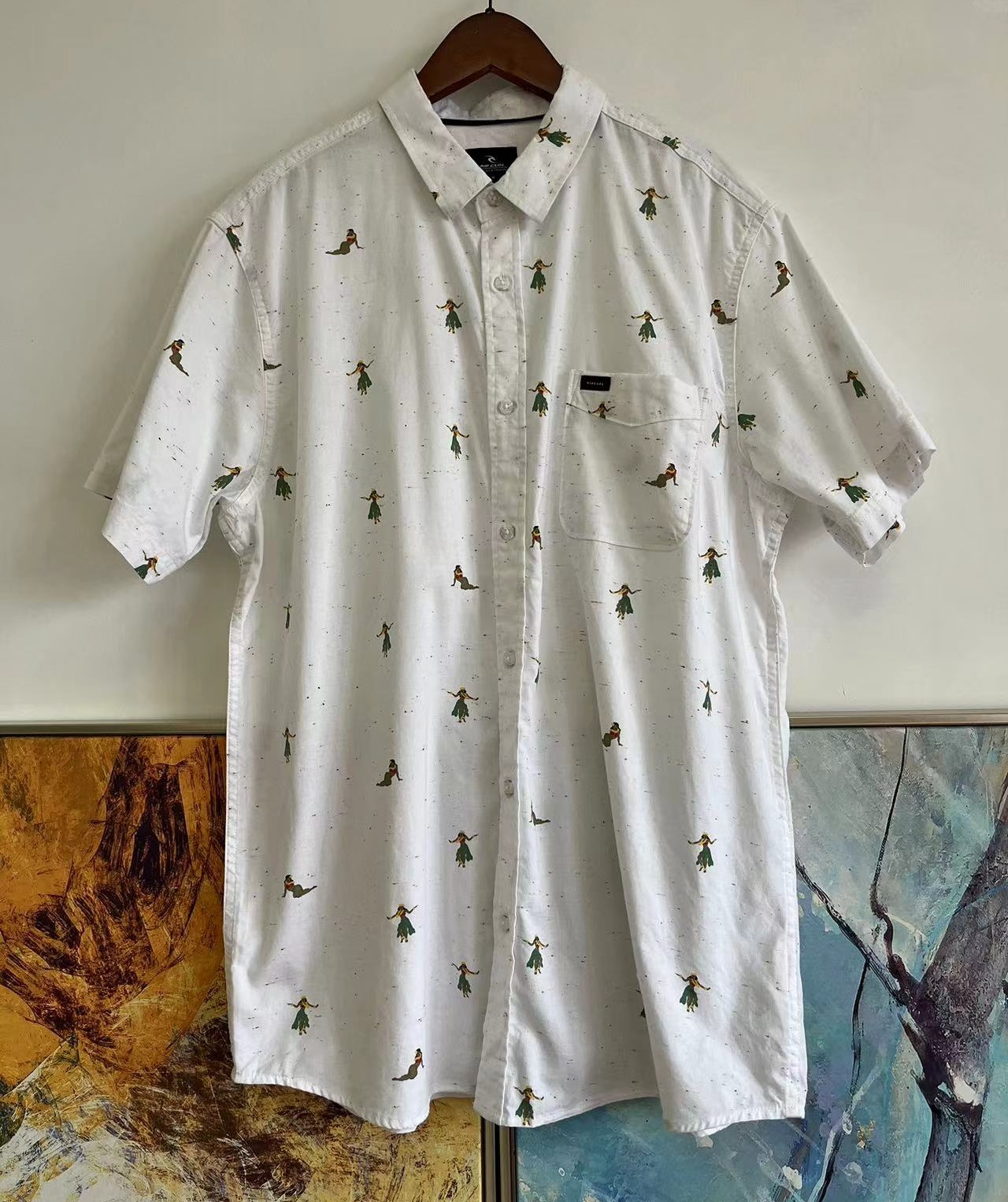 复古舞蹈女郎印花短袖衬衫